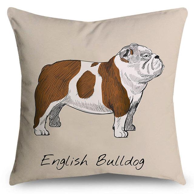 English Bulldog print pillow cover