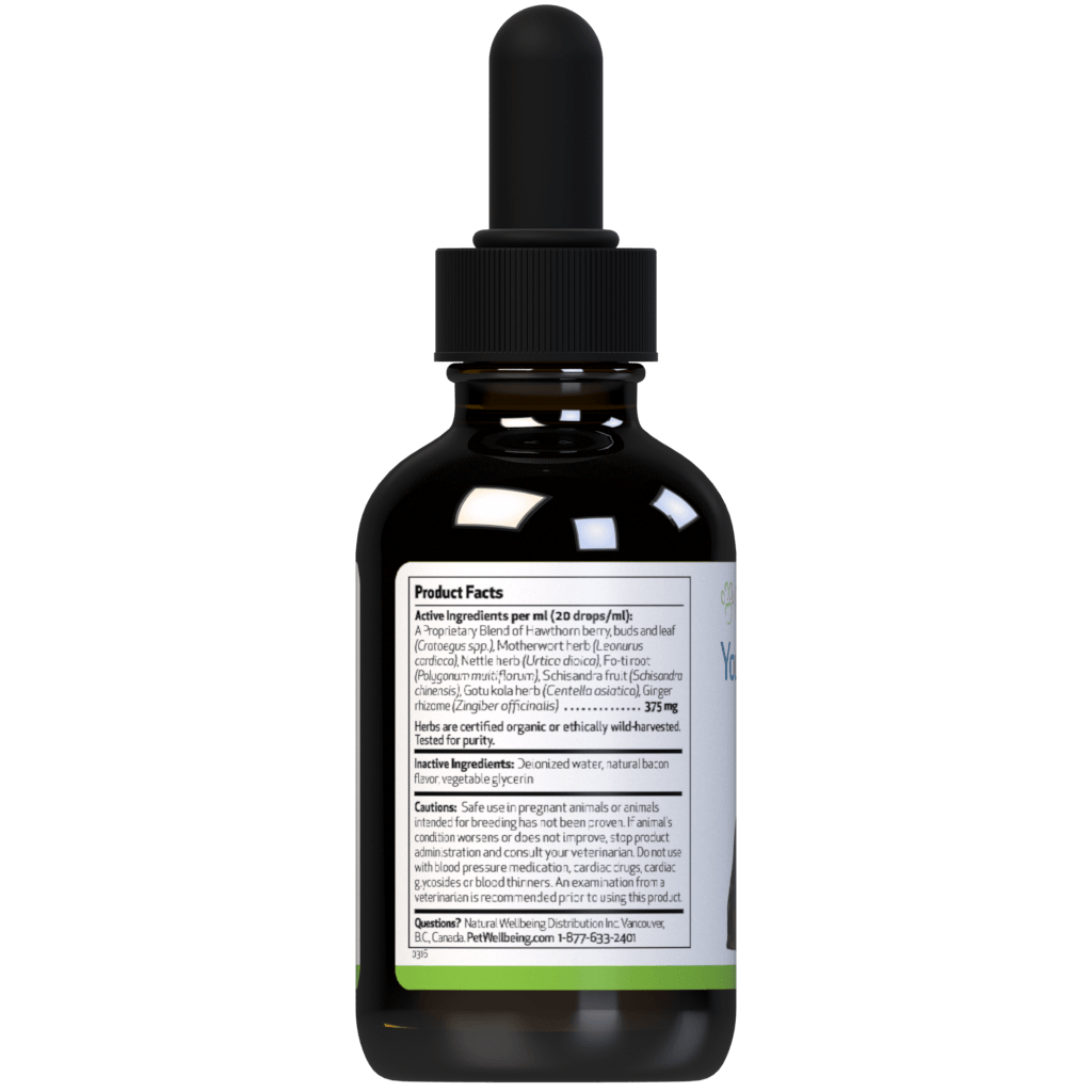Pet Wellbeing Heart supplement for dogs 4oz back of the bottle
