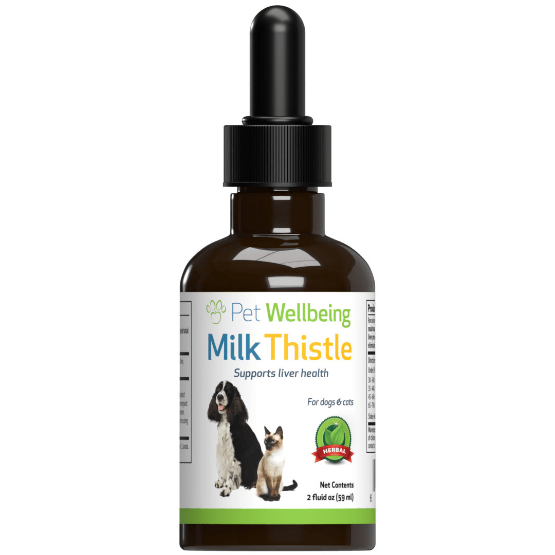Pet Wellbeing Milk Thistle Supplement for Dogs 2 oz bottle