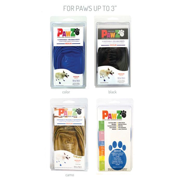 Pawz medium size dog boots in different packages and colors