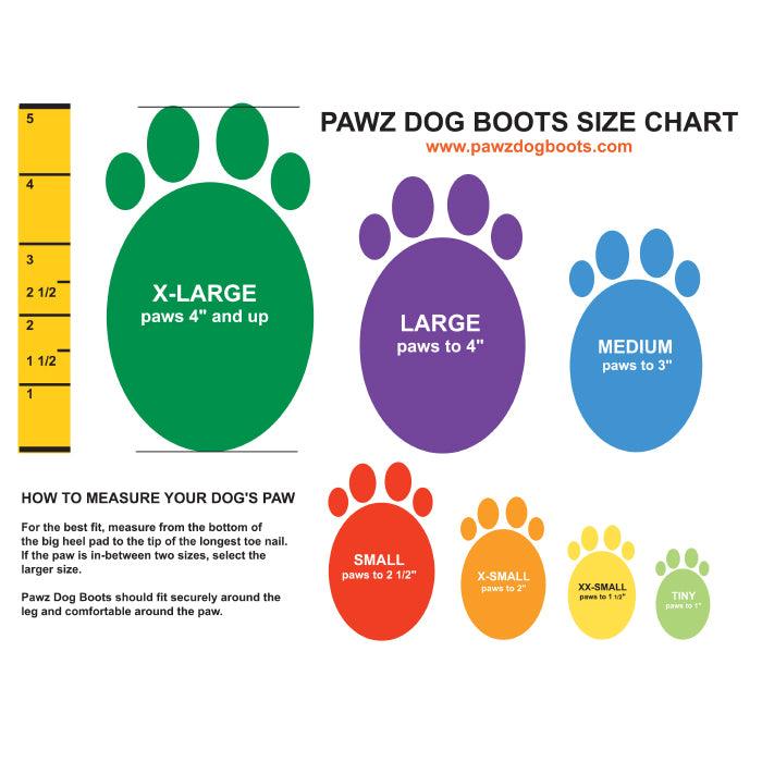Paws Dog Boots Size Chart
