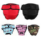 Five reusable female dog diapers in different prints and colors