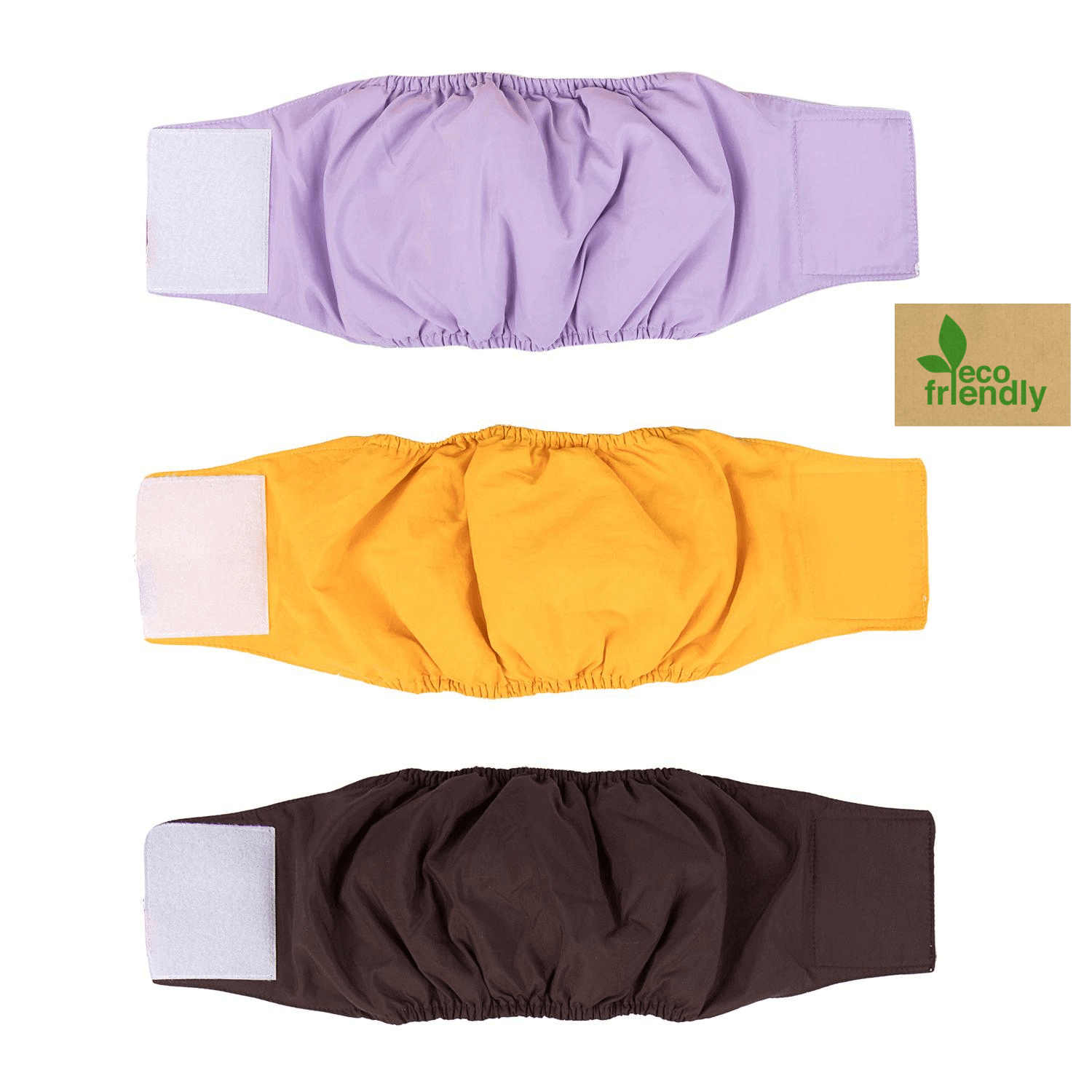 purple yellow and brown reusable male dog diapers