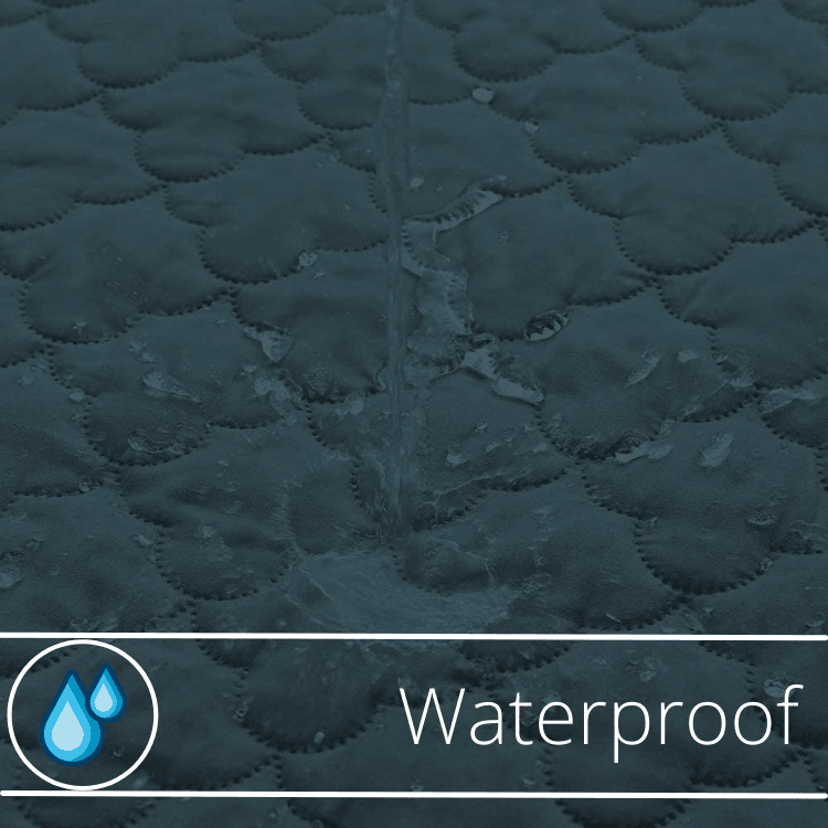 water poured on waterproof cover