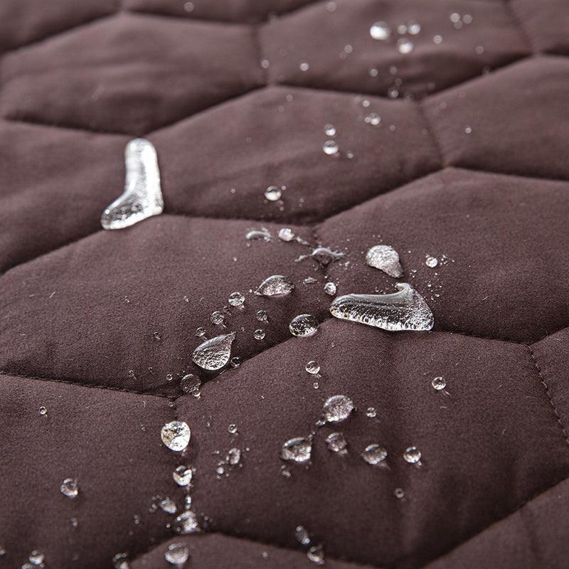 Water drops on top of waterproof blanket
