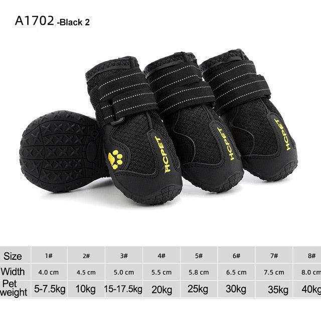 Black 2 Waterproof dog boots chart